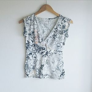 Sleeveless V Neck Tank Top With Butterfly Print